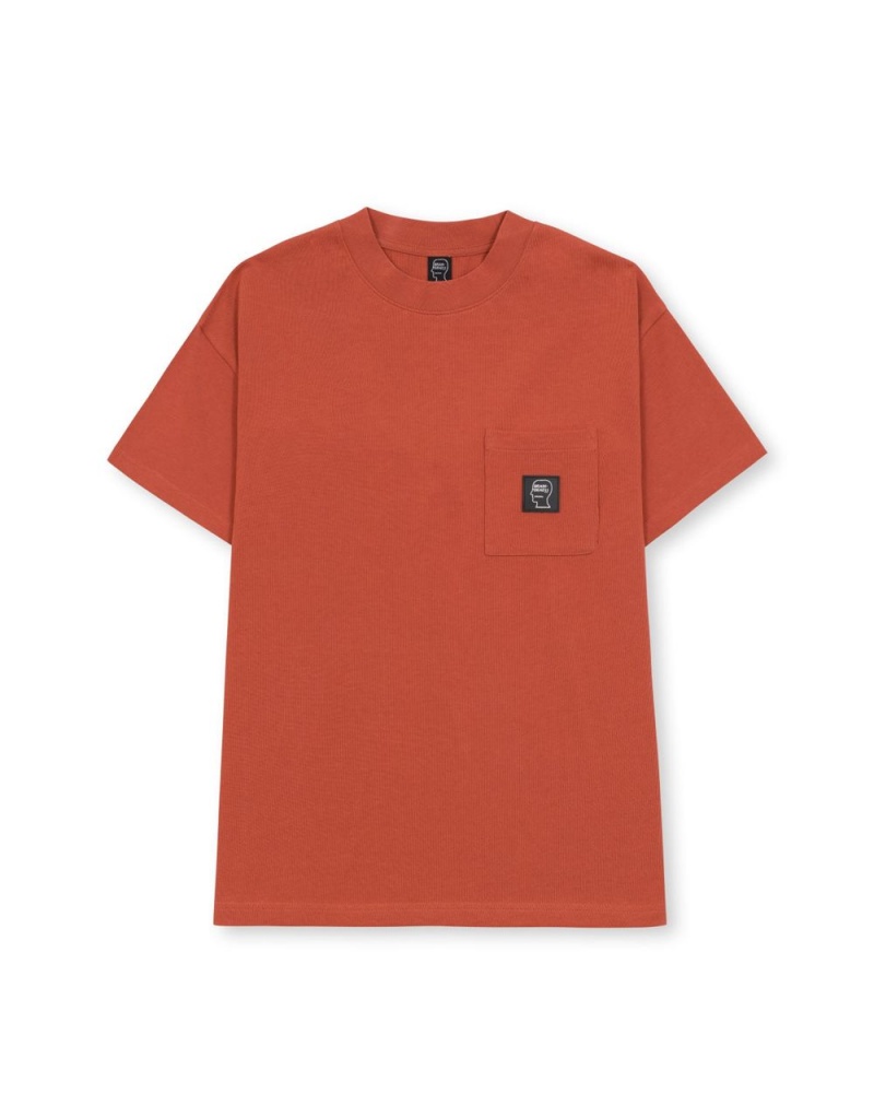 Orange Brain Dead Heavyweight Jersey Mockneck Pocket W/Pvc T-Shirt | USA LRVB20816