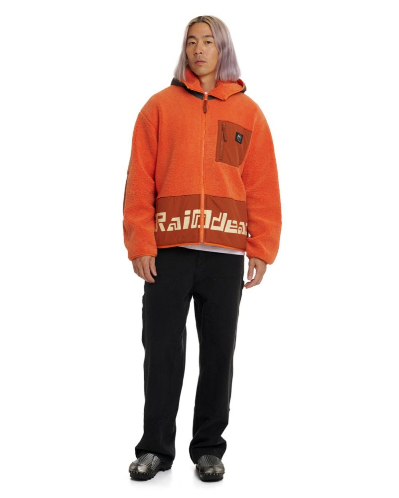 Orange Brain Dead Levels Sherpa Full Zip Jacket | USA RTKI50789