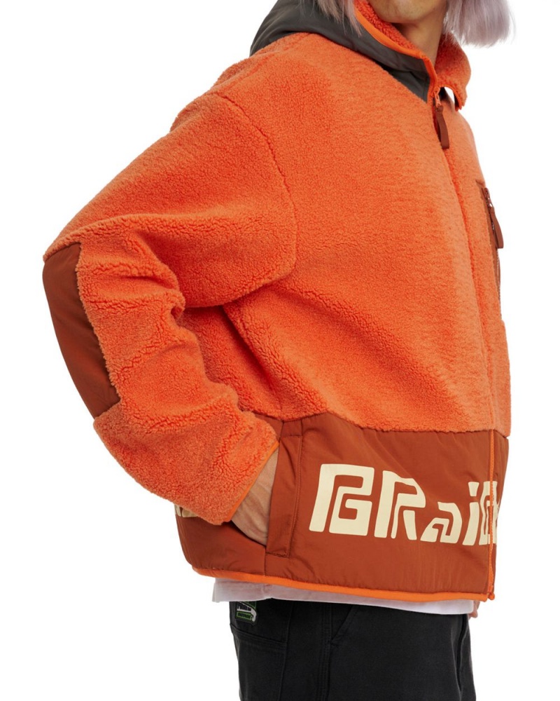 Orange Brain Dead Levels Sherpa Full Zip Jacket | USA RTKI50789