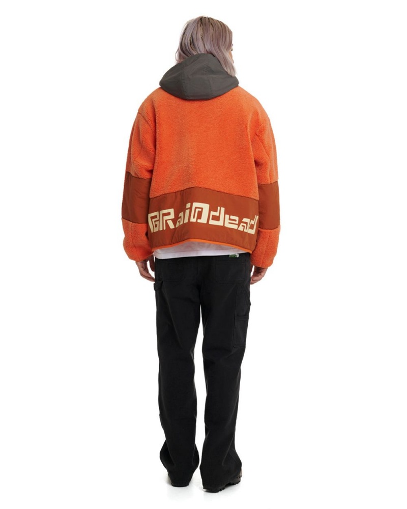 Orange Brain Dead Levels Sherpa Full Zip Jacket | USA RTKI50789