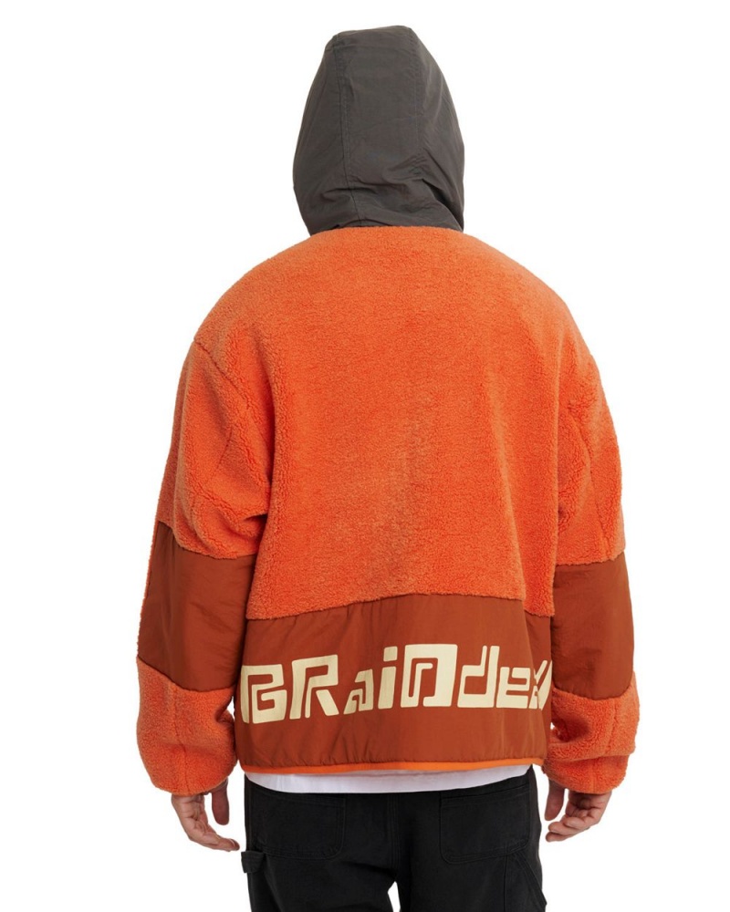 Orange Brain Dead Levels Sherpa Full Zip Jacket | USA RTKI50789