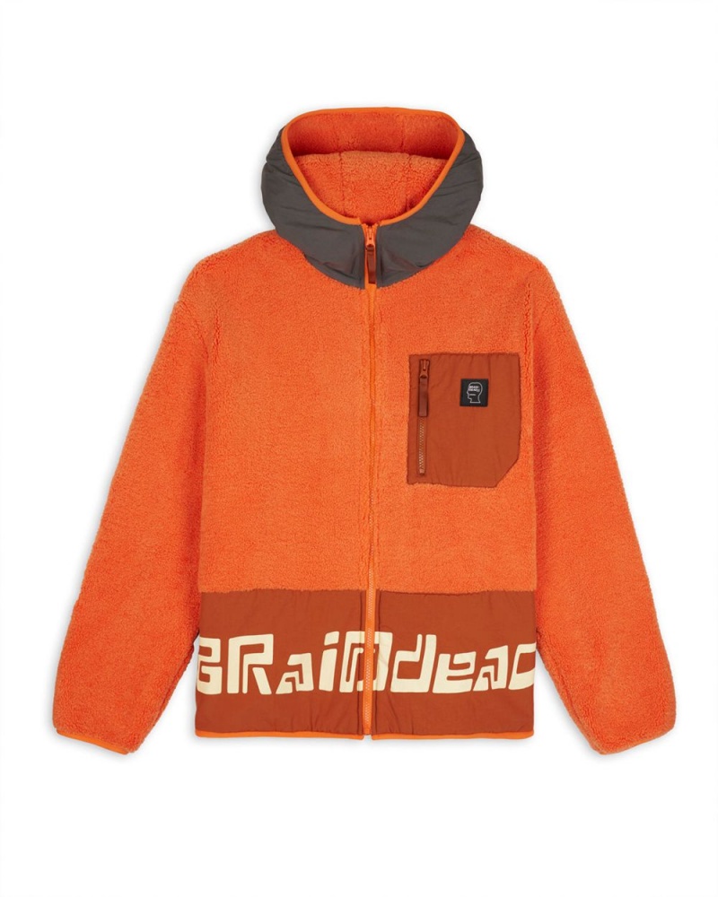 Orange Brain Dead Levels Sherpa Full Zip Jacket | USA RTKI50789