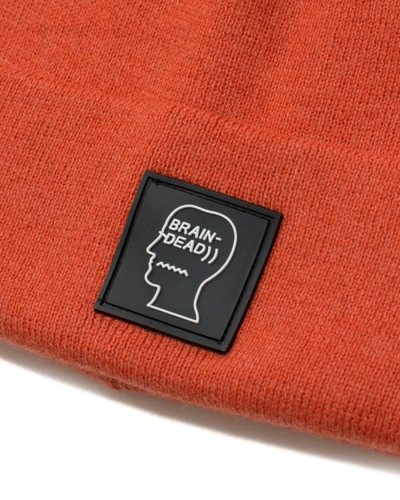 Orange Brain Dead Logo Head Beanie | USA SIGQ09352