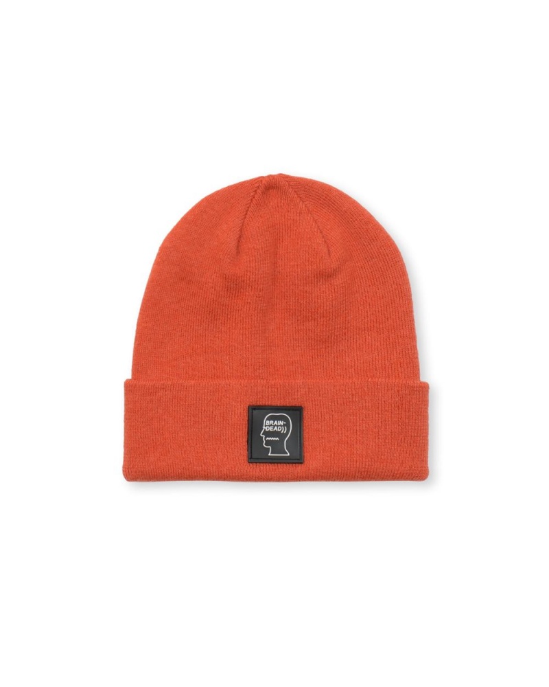 Orange Brain Dead Logo Head Beanie | USA SIGQ09352