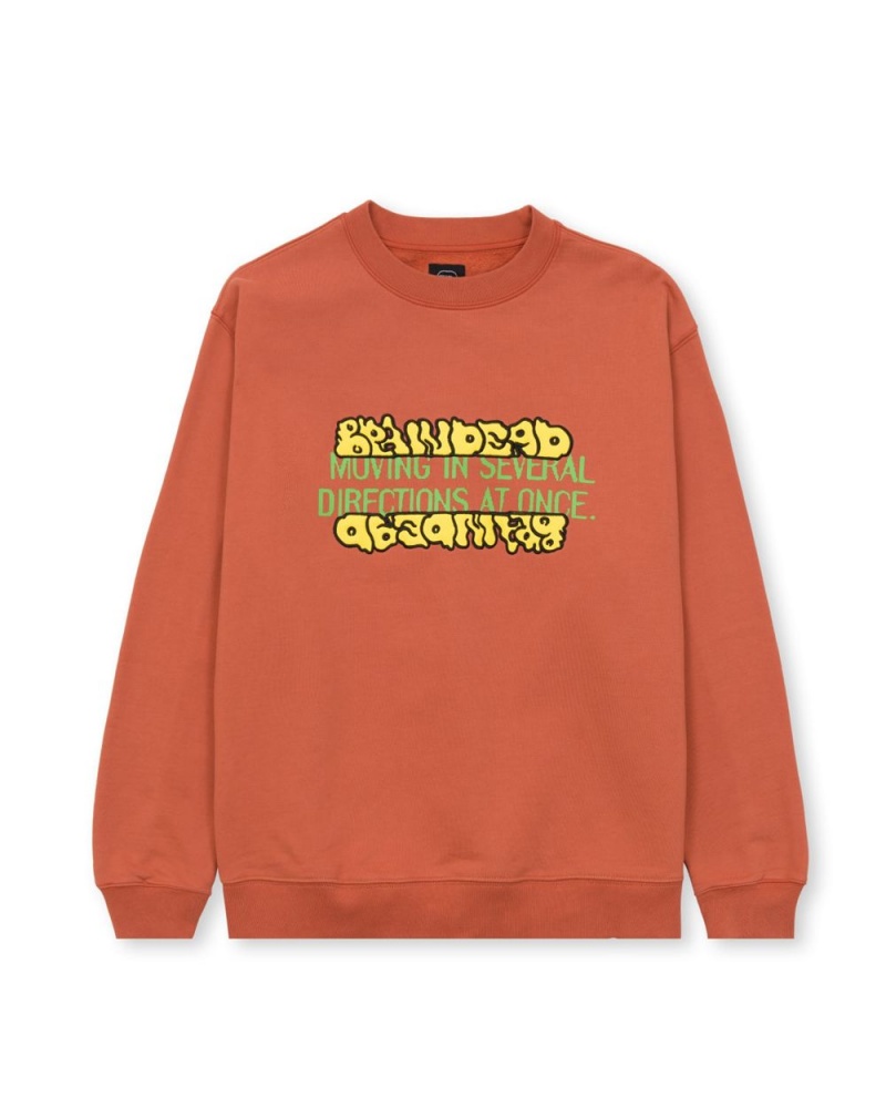 Orange Brain Dead Movement Crewneck Sweatshirt | USA TZYH29036