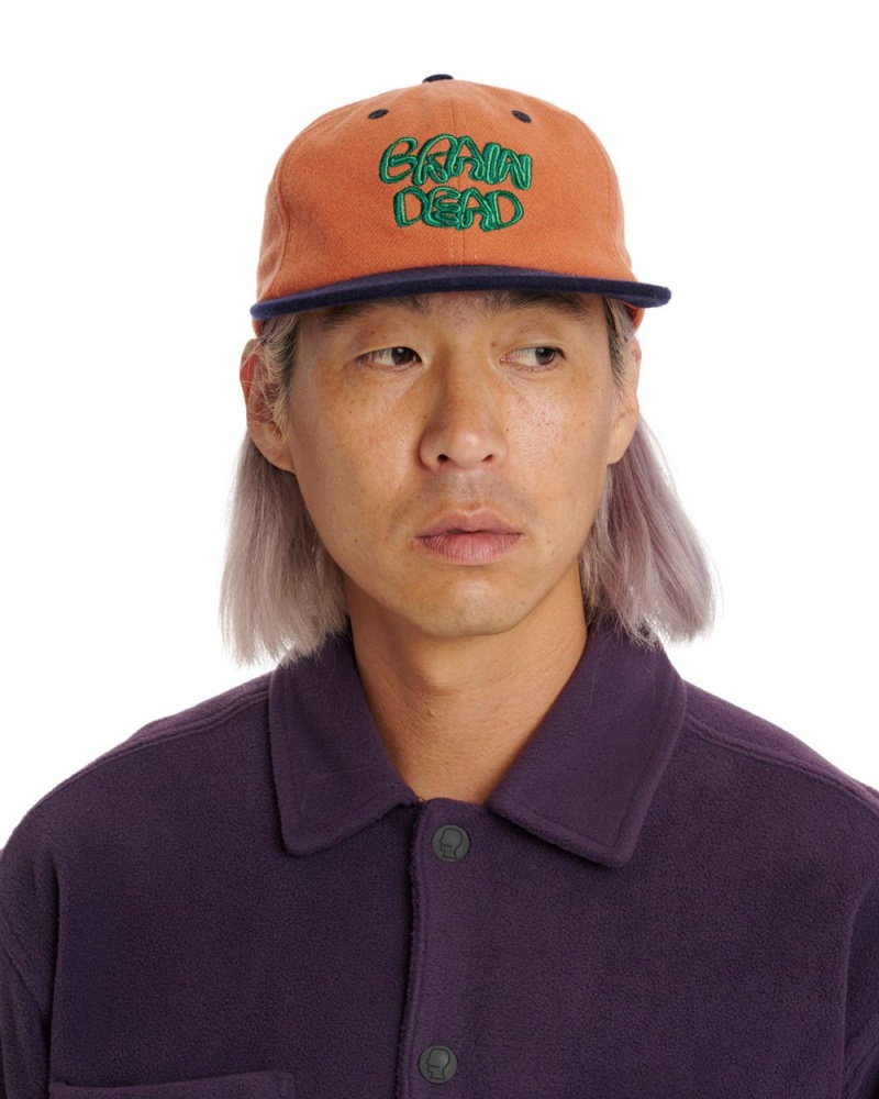 Orange Brain Dead Plato Wool 6 Panel Cap | USA URBO87906