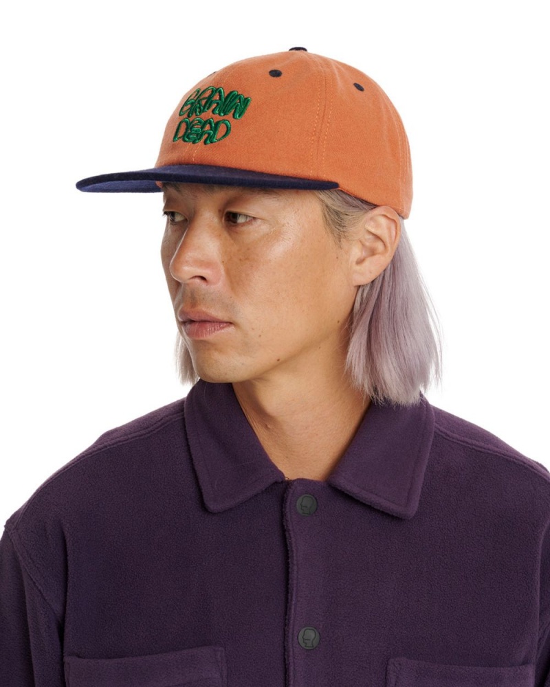 Orange Brain Dead Plato Wool 6 Panel Cap | USA URBO87906