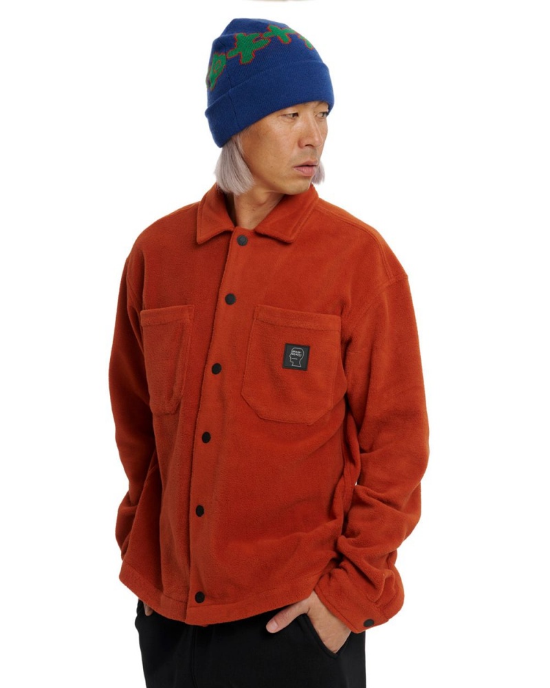 Orange Brain Dead Polar Fleece Climber Shirt | USA LTQK16503