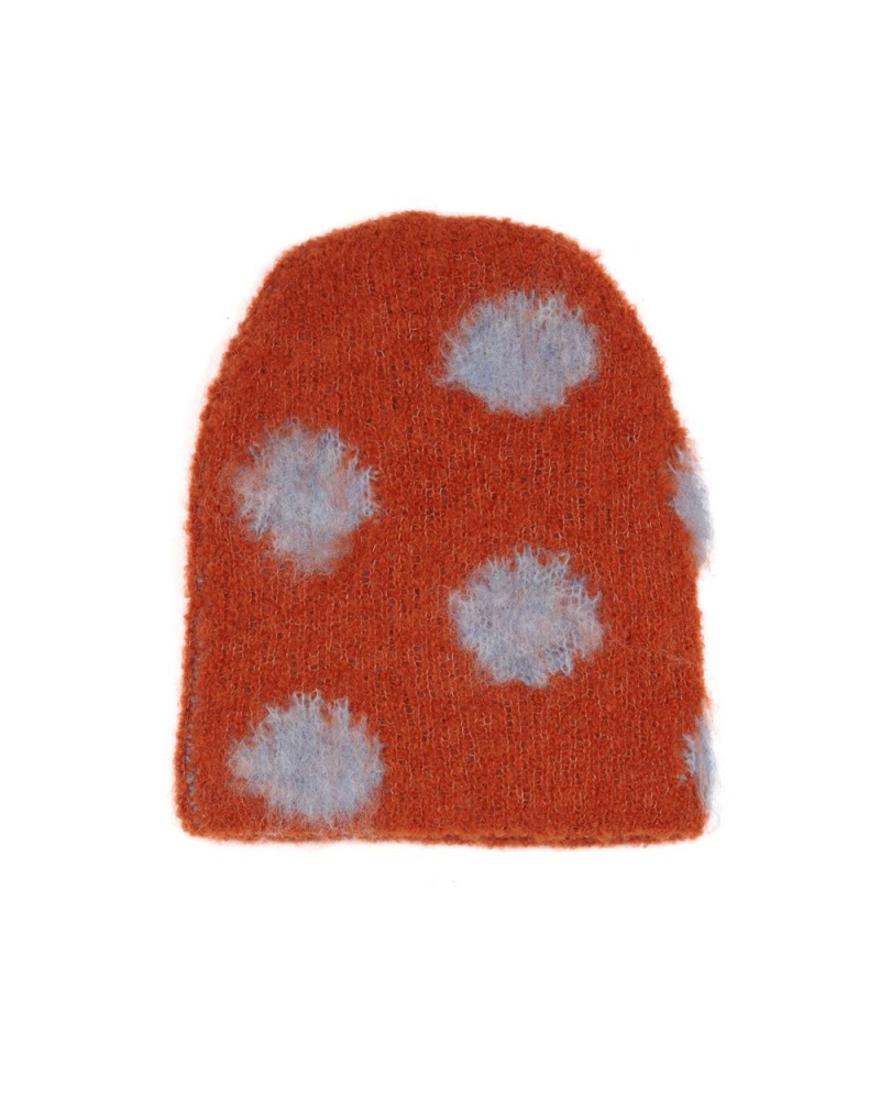 Orange Brain Dead Polka Dot Beanie | USA XOZN04671