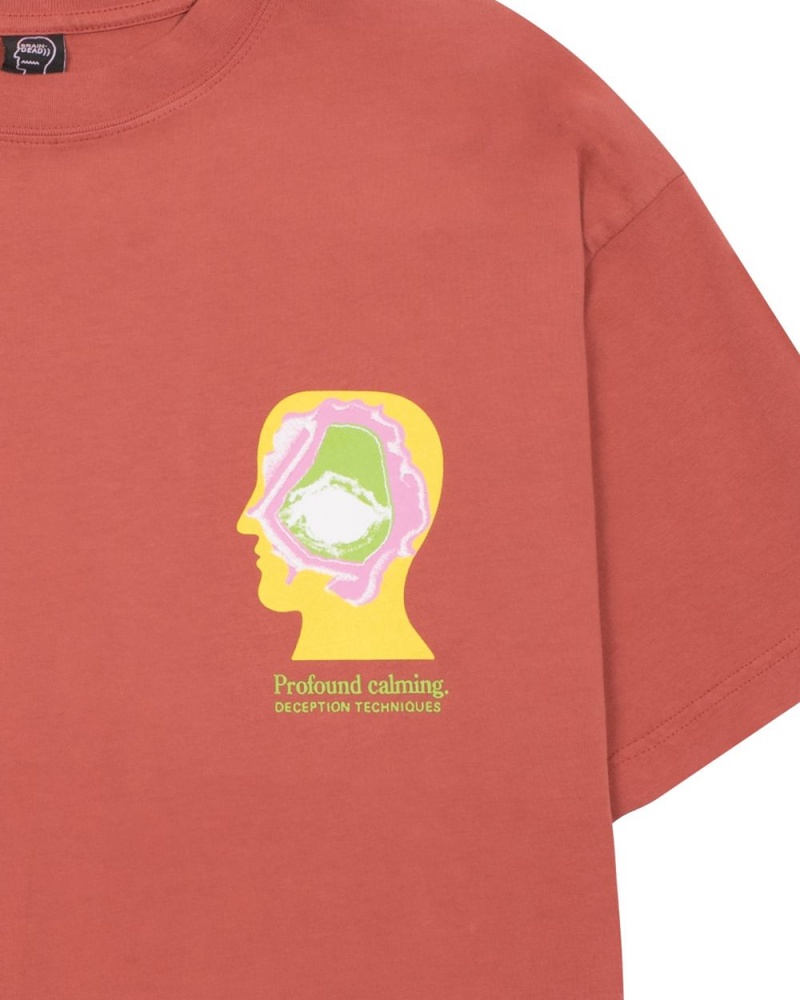 Orange Brain Dead Profound Calming Techniques T-Shirt | USA YJTX98163