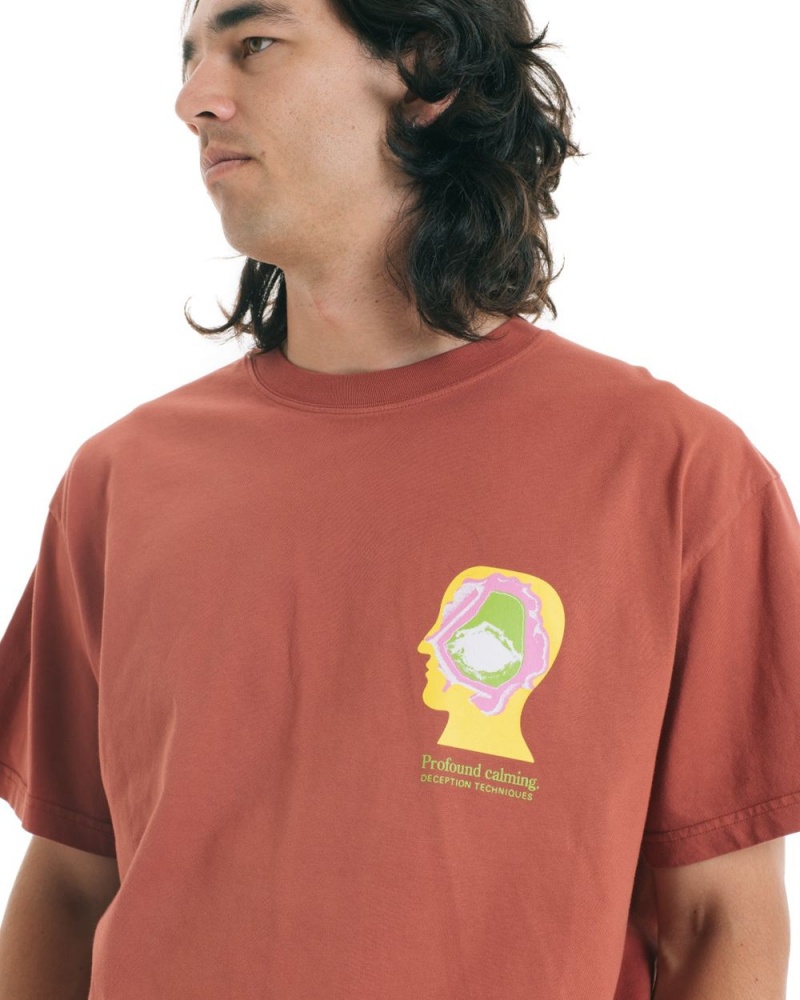 Orange Brain Dead Profound Calming Techniques T-Shirt | USA YJTX98163