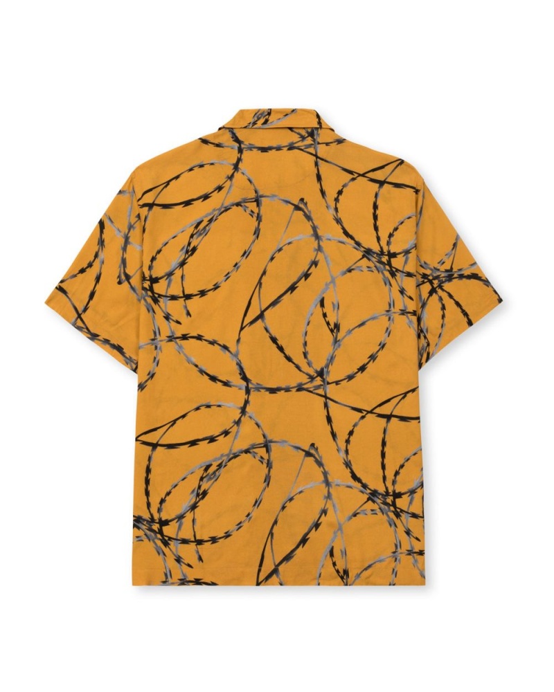 Orange Brain Dead Razorwire Rayon Shirt | USA CKDI75048