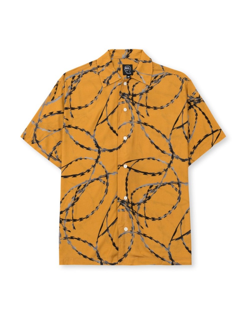 Orange Brain Dead Razorwire Rayon Shirt | USA CKDI75048