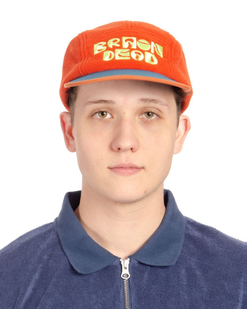 Orange Brain Dead Shroomin Polar Fleece Camp Hat | USA FSLX68247