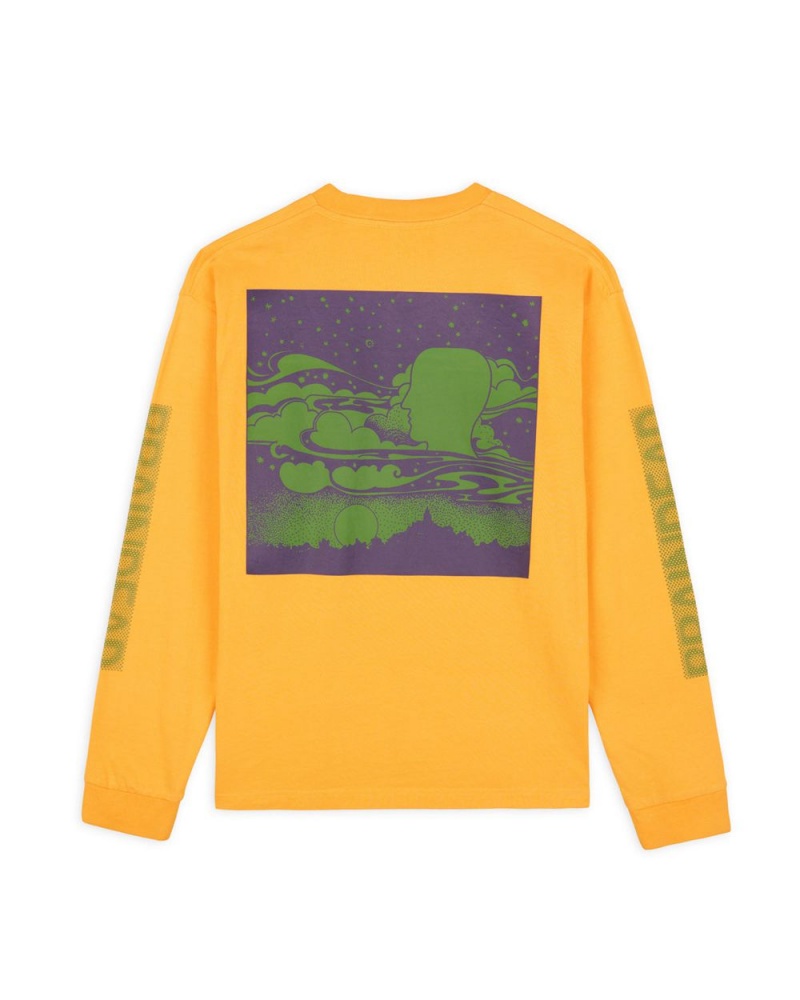 Orange Brain Dead Stereo Report Long Sleeve T-Shirt | USA RNWP16374