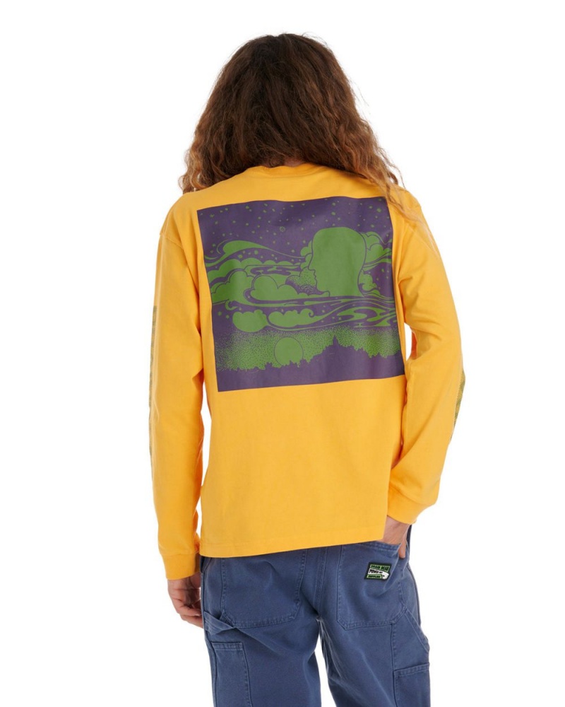 Orange Brain Dead Stereo Report Long Sleeve T-Shirt | USA RNWP16374