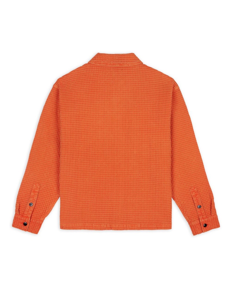 Orange Brain Dead Waffle Button Front Shirt | USA XIGL82035