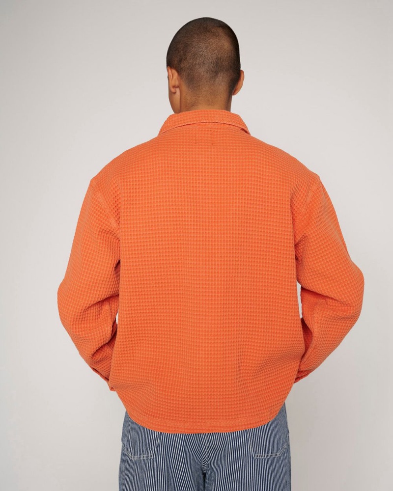 Orange Brain Dead Waffle Button Front Shirt | USA XIGL82035