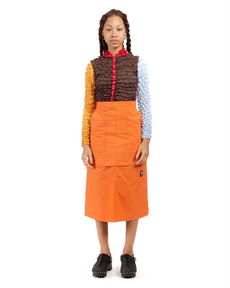 Orange Brain Dead Washed Out Convertible Skirt | USA GJRU06589