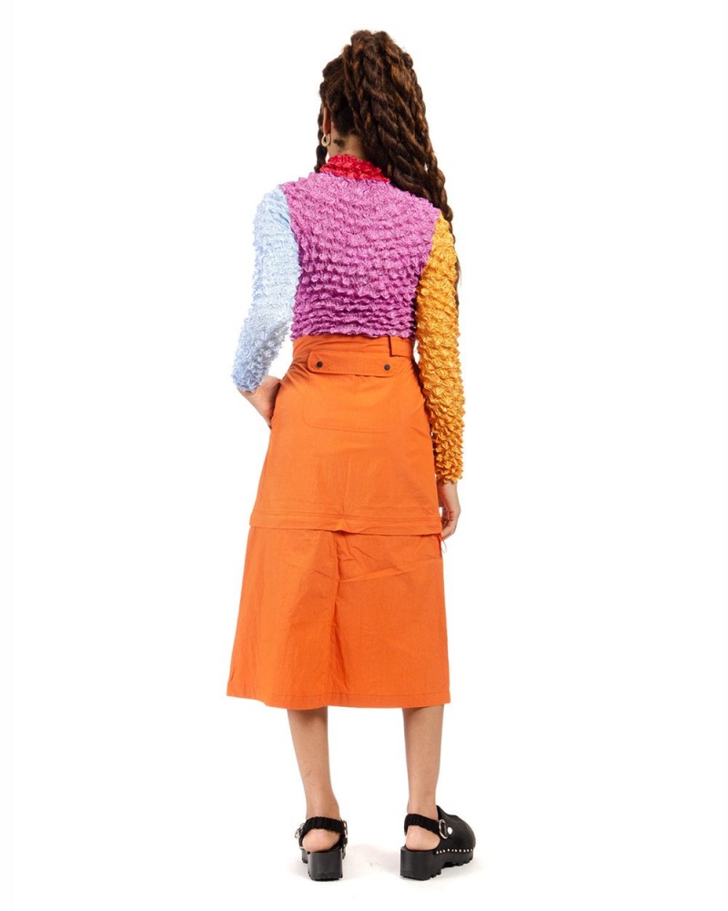 Orange Brain Dead Washed Out Convertible Skirt | USA GJRU06589