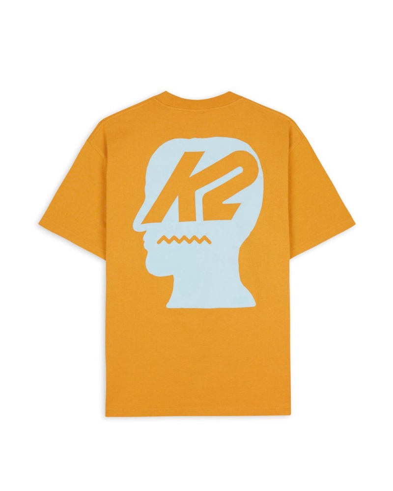 Orange Brain Dead X K2 Logo Lockup T-Shirt | USA HOKU37145