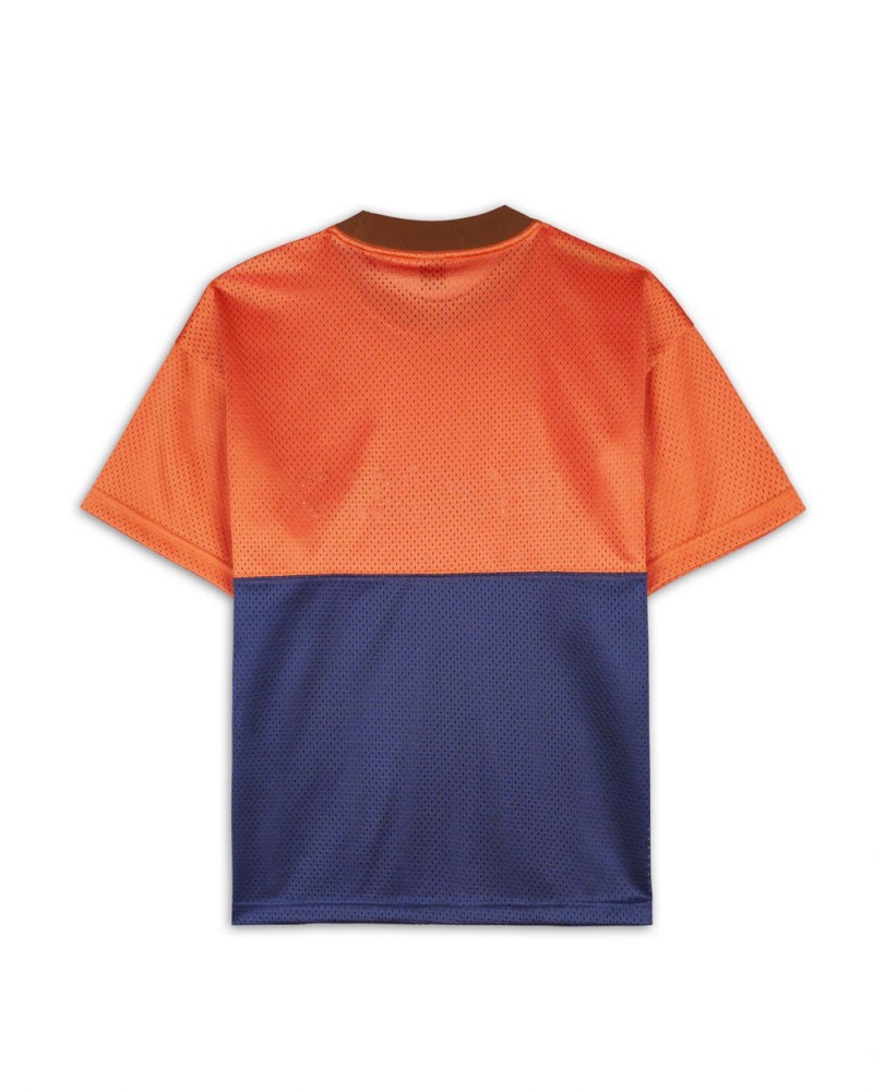 Orange Navy Brain Dead Maze Football Mesh T-Shirt | USA GZAM75612