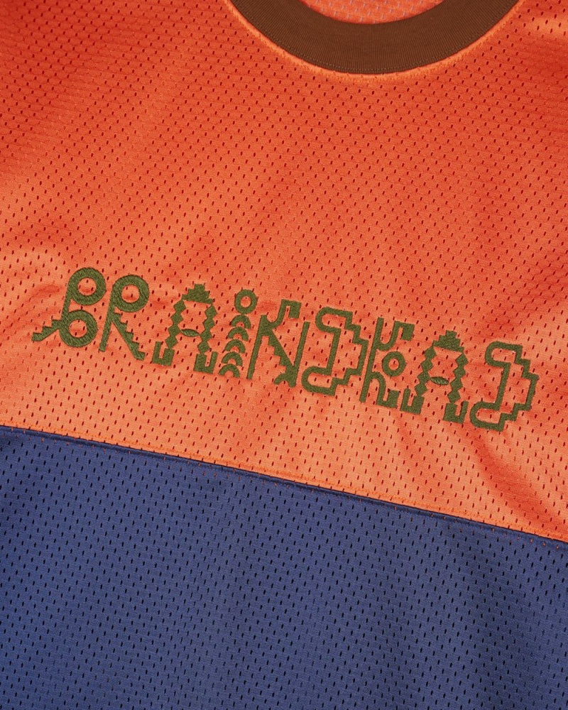 Orange Navy Brain Dead Maze Football Mesh T-Shirt | USA GZAM75612