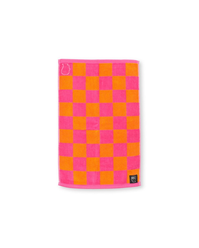 Pink Brain Dead Checkered Hand Towel | USA KZHV16725