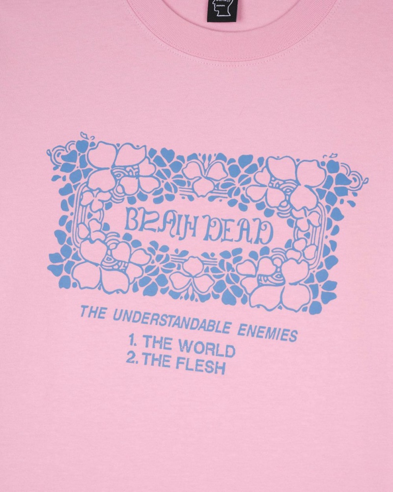 Pink Brain Dead Understandable Enemies T-Shirt | USA TMIV19370