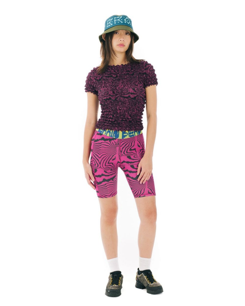 Pink Brain Dead Warped Zebra Cycle Shorts | USA SBNO01246