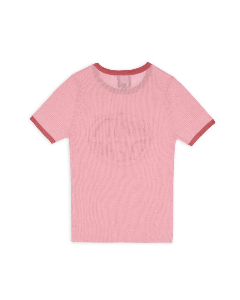 Pink Brain Dead Worldwide Threadbare Knit Top T-Shirt | USA AXIN46570