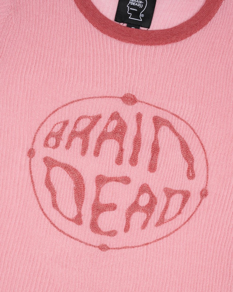 Pink Brain Dead Worldwide Threadbare Knit Top T-Shirt | USA AXIN46570