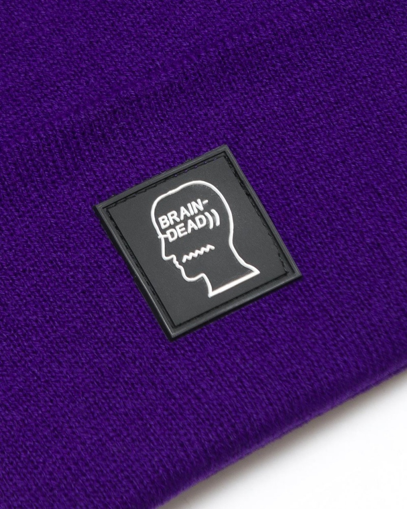 Purple Brain Dead Logo Head Beanie | USA TULQ64591