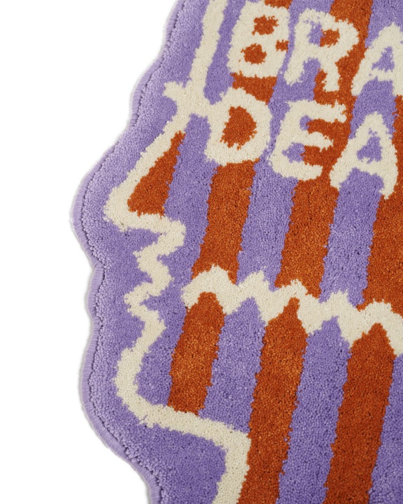 Purple Brain Dead Logo Head Striped Rug | USA OAMX73521