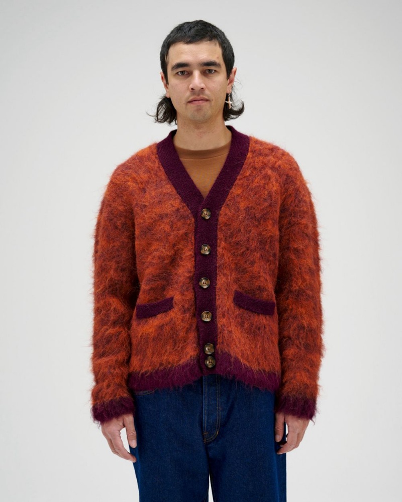 Purple Brain Dead Marled Alpaca Cardigan | USA VHBD81369