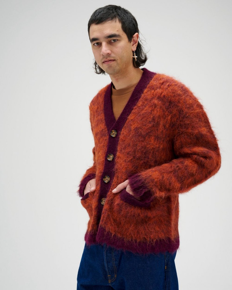 Purple Brain Dead Marled Alpaca Cardigan | USA VHBD81369