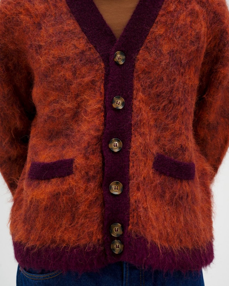 Purple Brain Dead Marled Alpaca Cardigan | USA VHBD81369