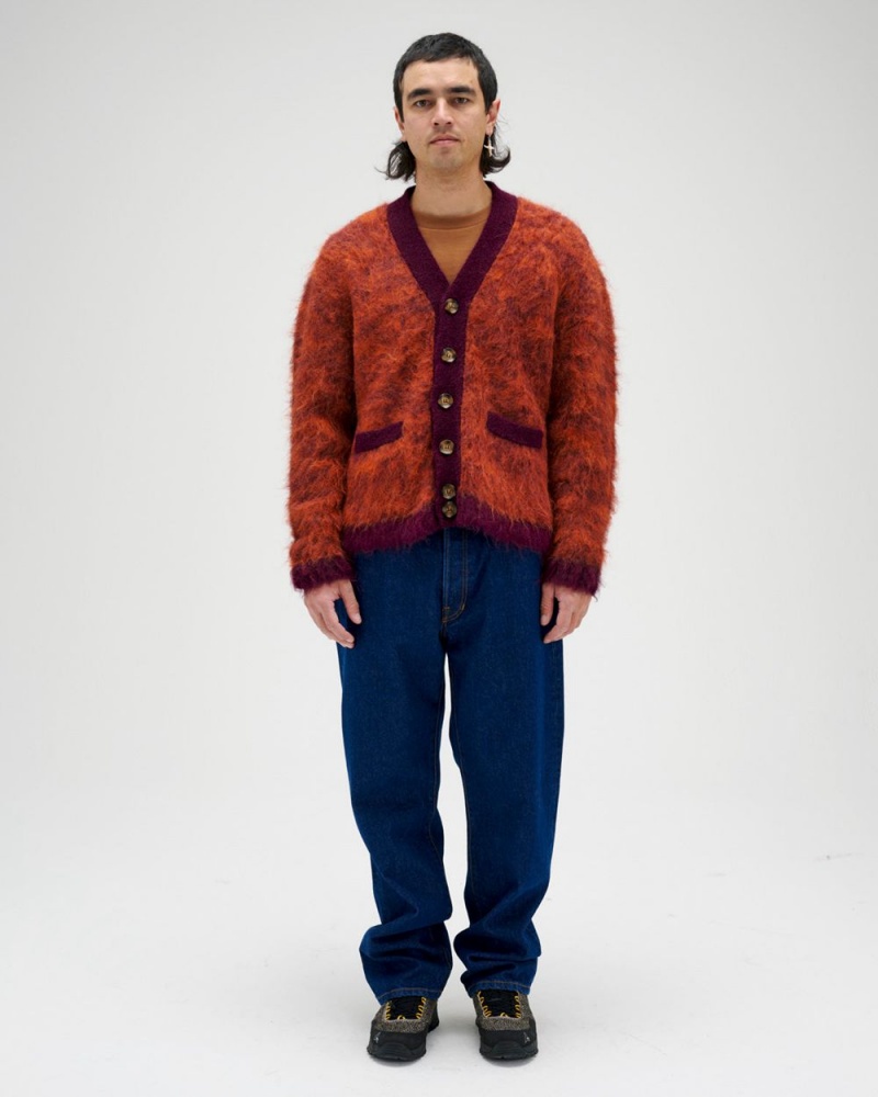 Purple Brain Dead Marled Alpaca Cardigan | USA VHBD81369