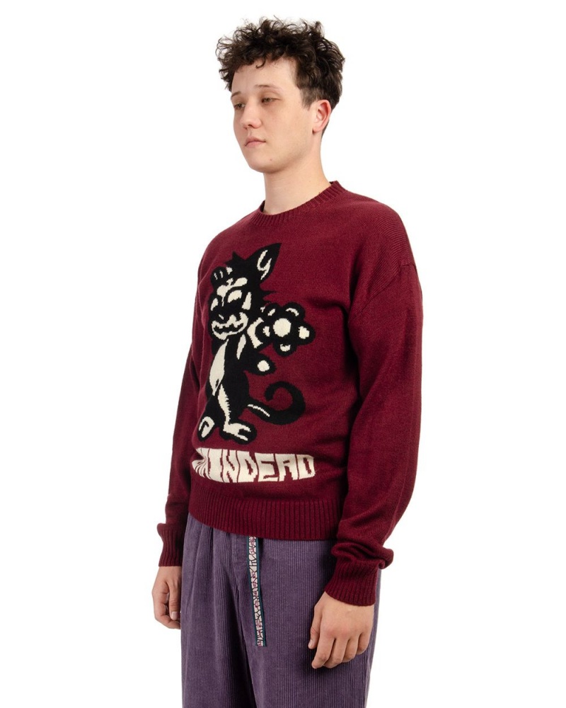 Purple Brain Dead Meow Knit Sweater | USA ZTLM16527