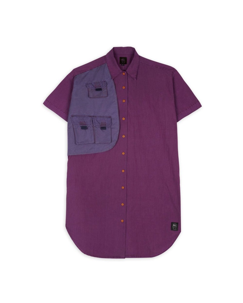 Purple Brain Dead Nylon Utility Shirt Dress | USA TFMI95473