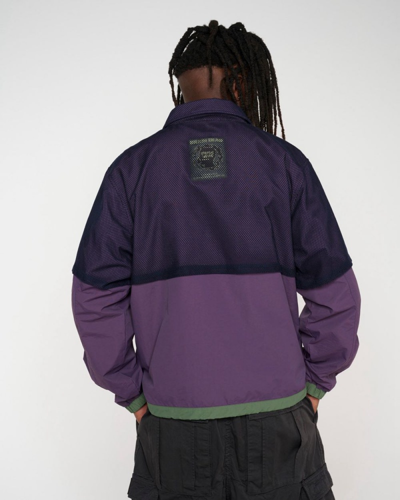 Purple Brain Dead Roll Cast Mesh Overlay Fishing Jacket | USA QLPF39172