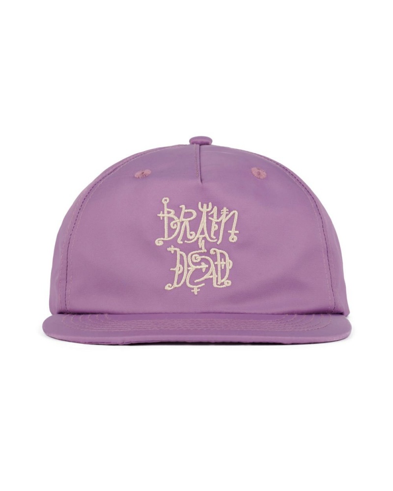 Purple Brain Dead Scripture 5 Panel Hat | USA QCBV13289