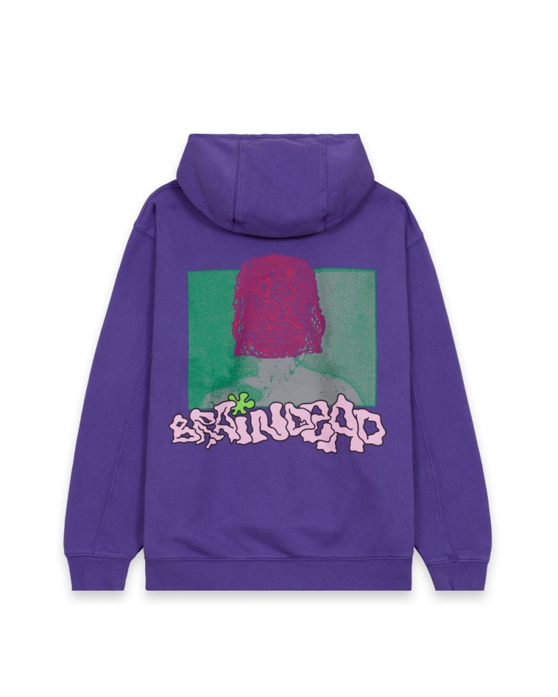 Purple Brain Dead Throwing Hands Hoodie | USA QGCB80243