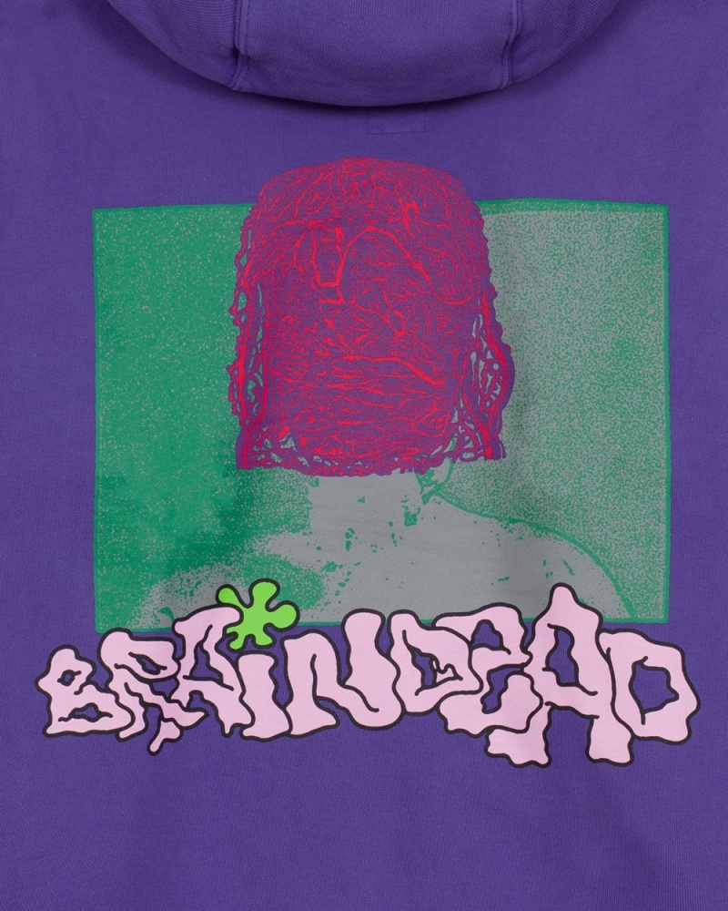 Purple Brain Dead Throwing Hands Hoodie | USA QGCB80243