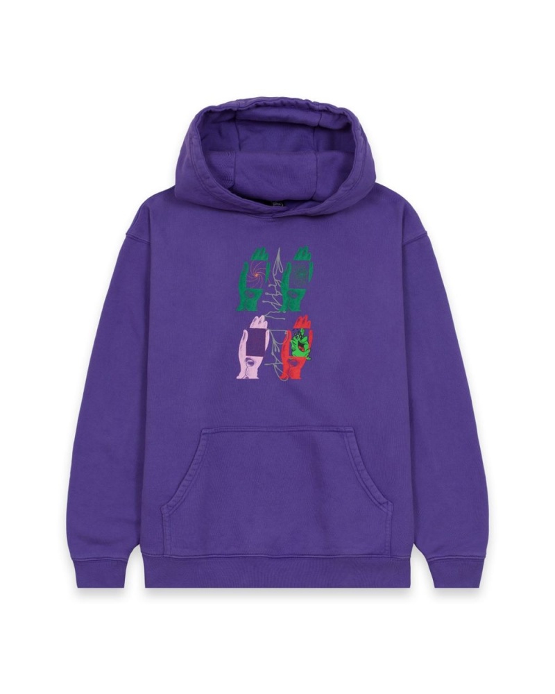 Purple Brain Dead Throwing Hands Hoodie | USA QGCB80243