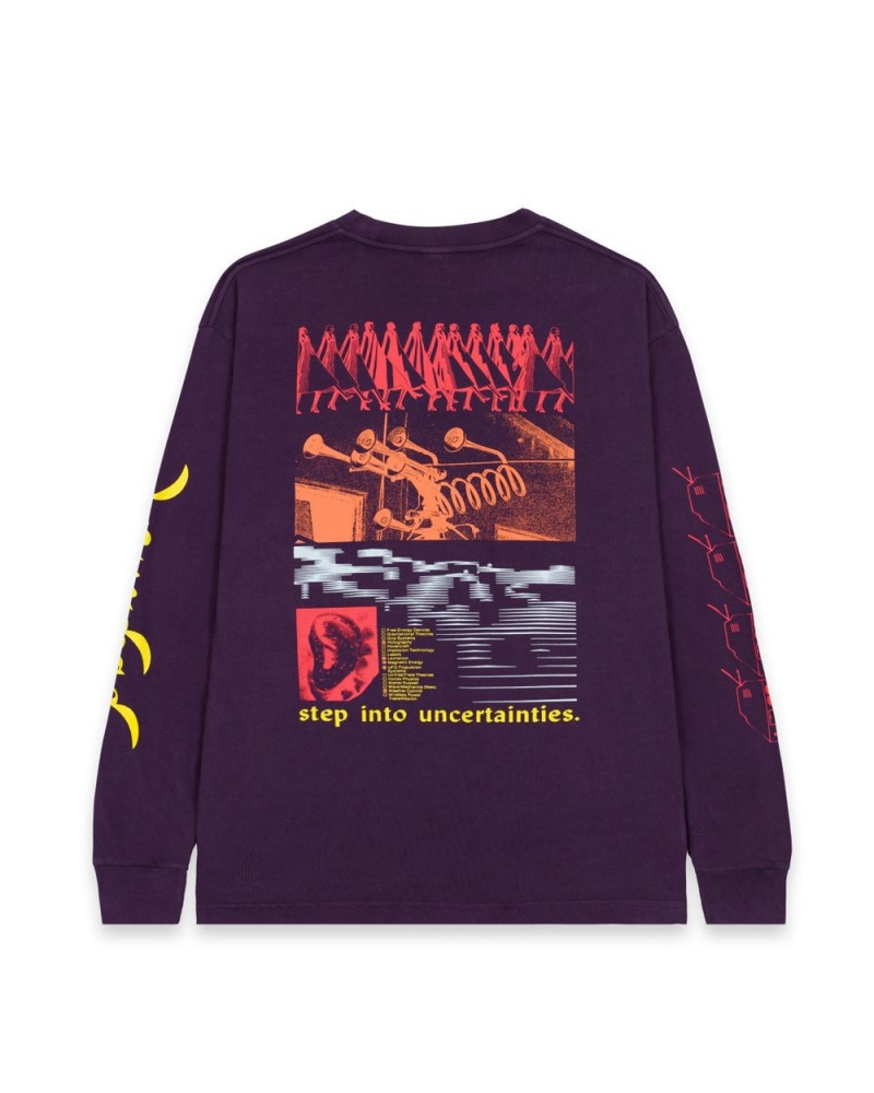 Purple Brain Dead Uncertainties Long Sleeve T-Shirt | USA JHMR40531