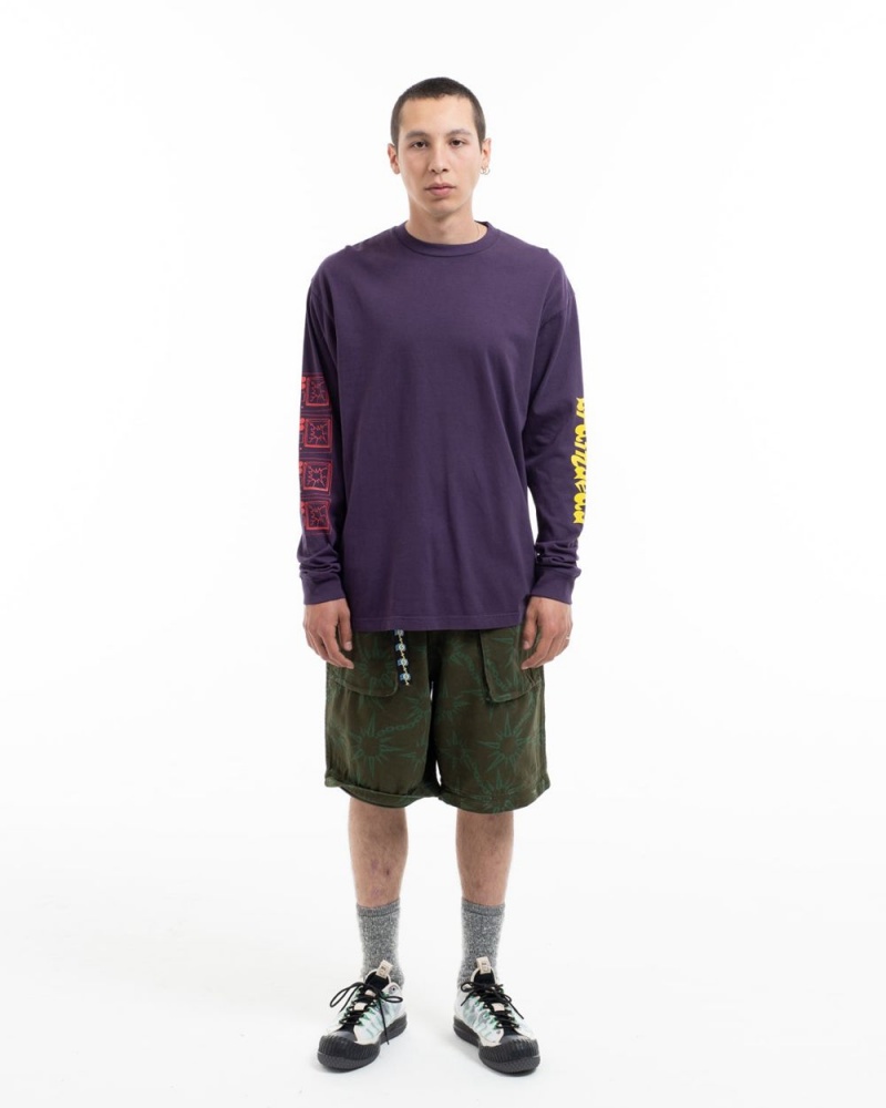 Purple Brain Dead Uncertainties Long Sleeve T-Shirt | USA JHMR40531