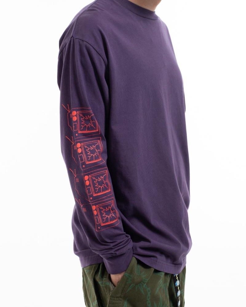 Purple Brain Dead Uncertainties Long Sleeve T-Shirt | USA JHMR40531