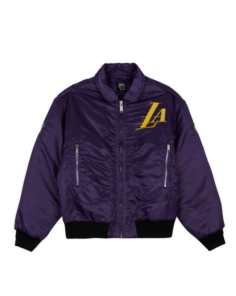 Purple Brain Dead X NBA Los Angeles Lakers Flight Jacket | USA GYDM31945