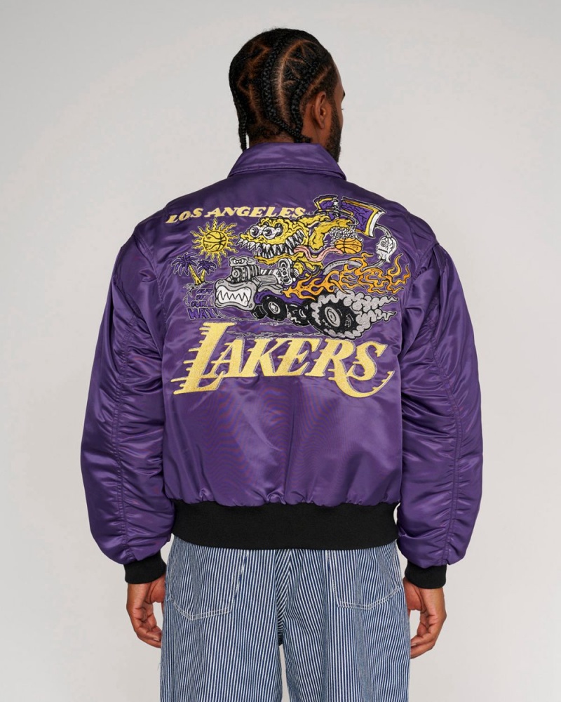 Purple Brain Dead X NBA Los Angeles Lakers Flight Jacket | USA GYDM31945